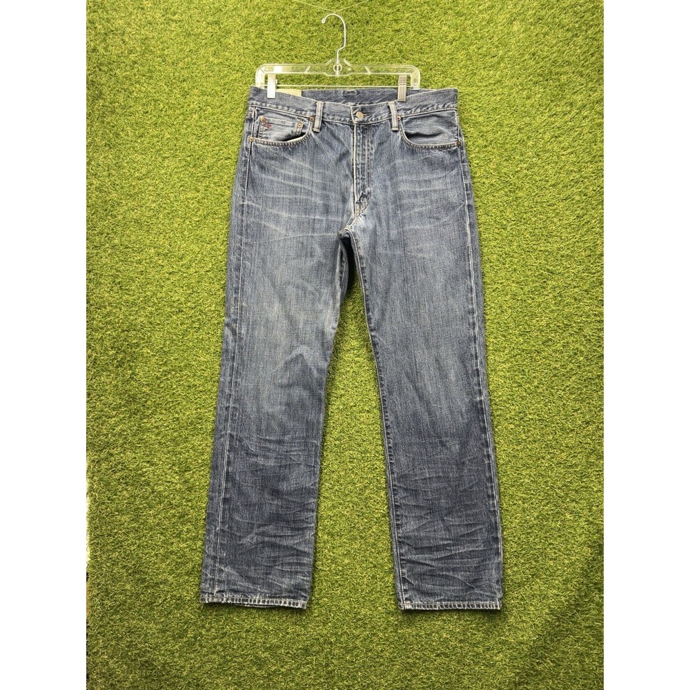 Polo Ralph Lauren Jeans Mens 34x32 Blue Hampton Straight Medium Wash Denim Work